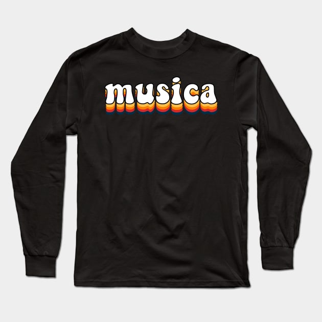 musica retro typography Long Sleeve T-Shirt by zaiynabhw